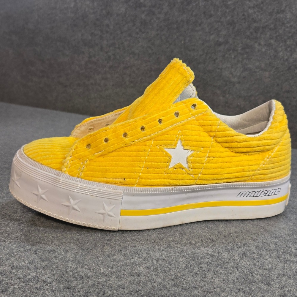 Rare Converse x MadeMe One Star Platform Yellow Corduroy Sneakers Womens 5.5 - Picture 2 of 10